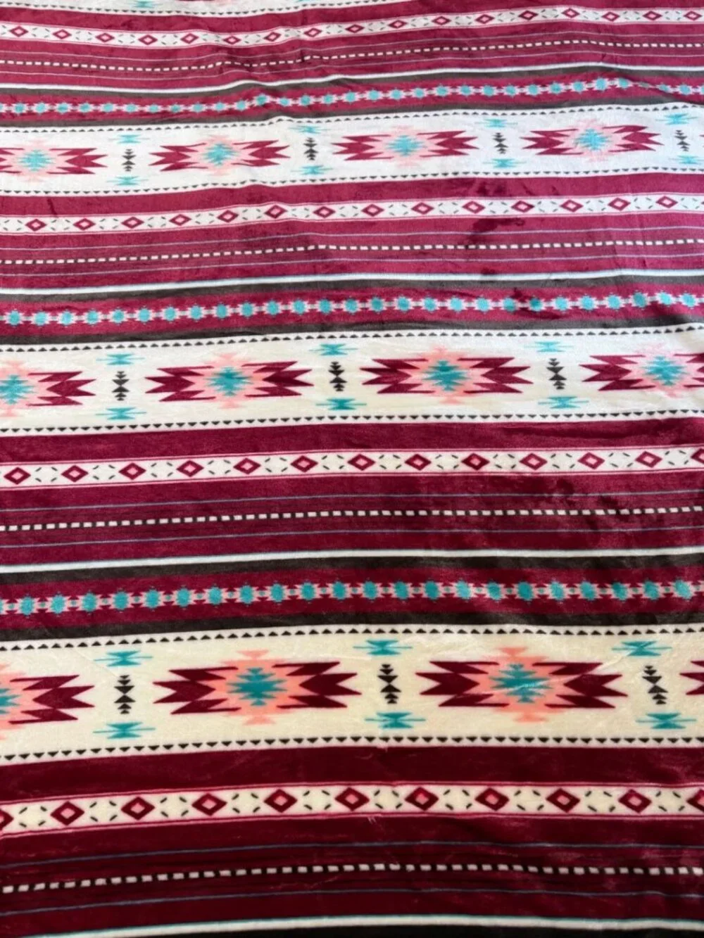 Burgundy Southwestern Stripe Aztec Tribal Throw Blanket - Home Bedding
